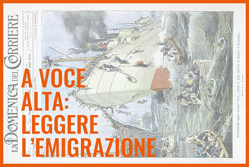 Cartolina per la serata &quot;A voce alta: leggere l'emigrazione&quot; organizzata dall'associazione Amici Schio-Grigny
